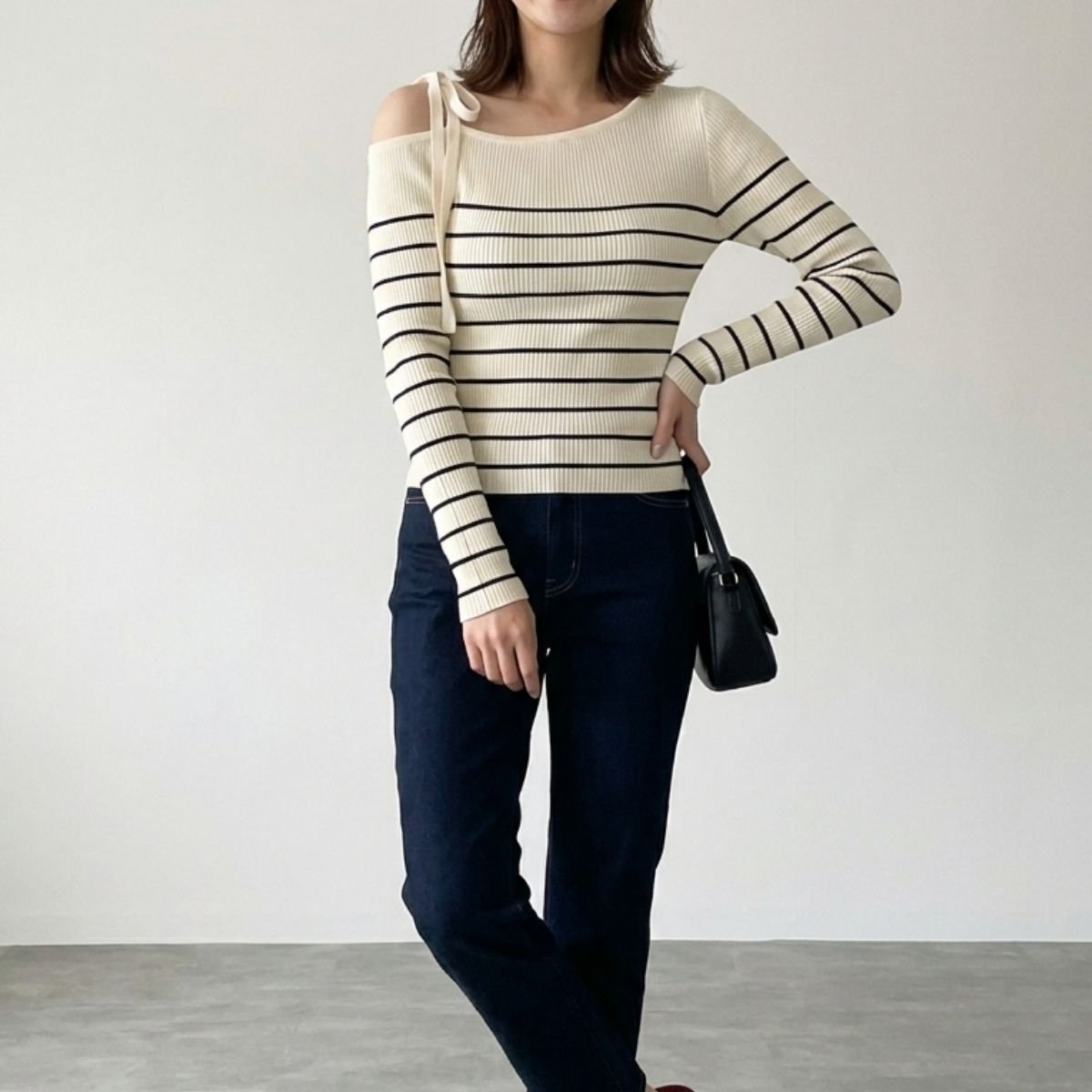 Knit/オープンショルダーリボンニット ST/No.22461