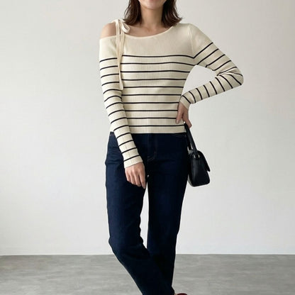 Knit/オープンショルダーリボンニット ST/No.22461