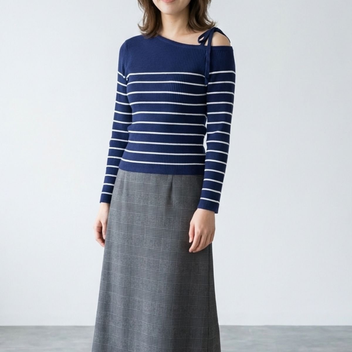 Knit/オープンショルダーリボンニット ST/No.22461