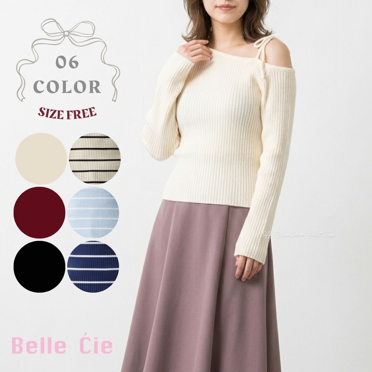 Knit/オープンショルダーリボンニット ST/No.22461