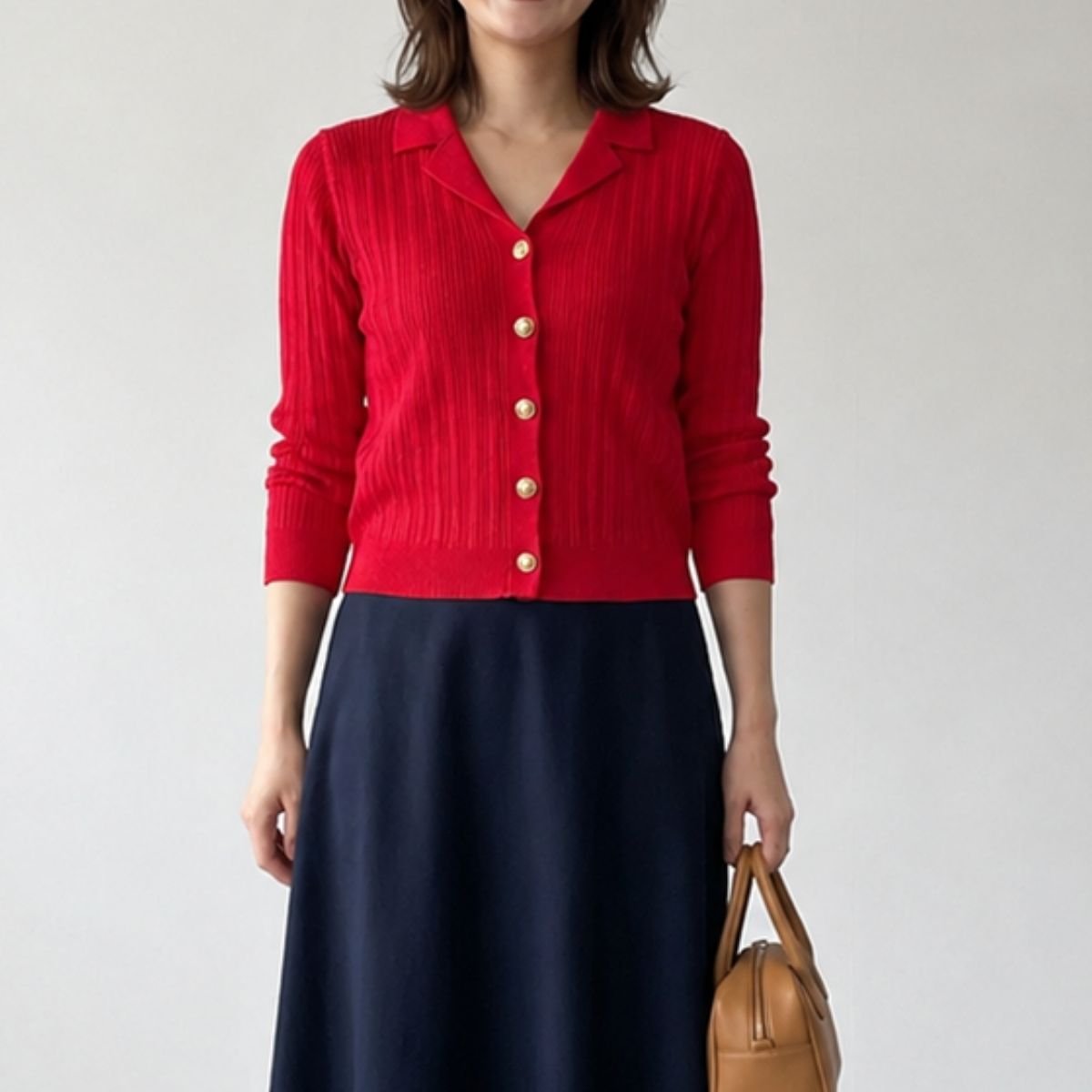 Knit/ゴールドボタンリブカーデ ST/No.22464