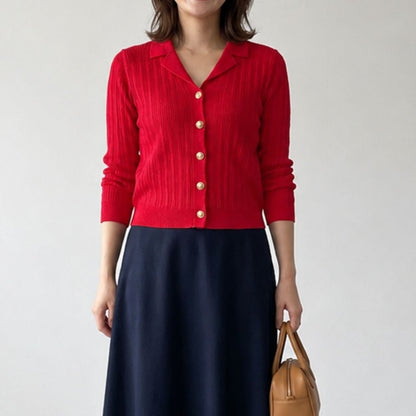 Knit/ゴールドボタンリブカーデ ST/No.22464