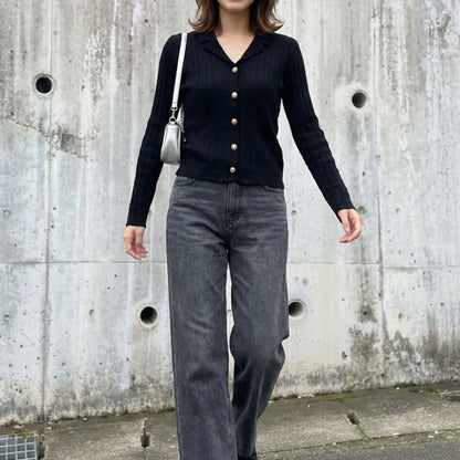 Knit/ゴールドボタンリブカーデ ST/No.22464
