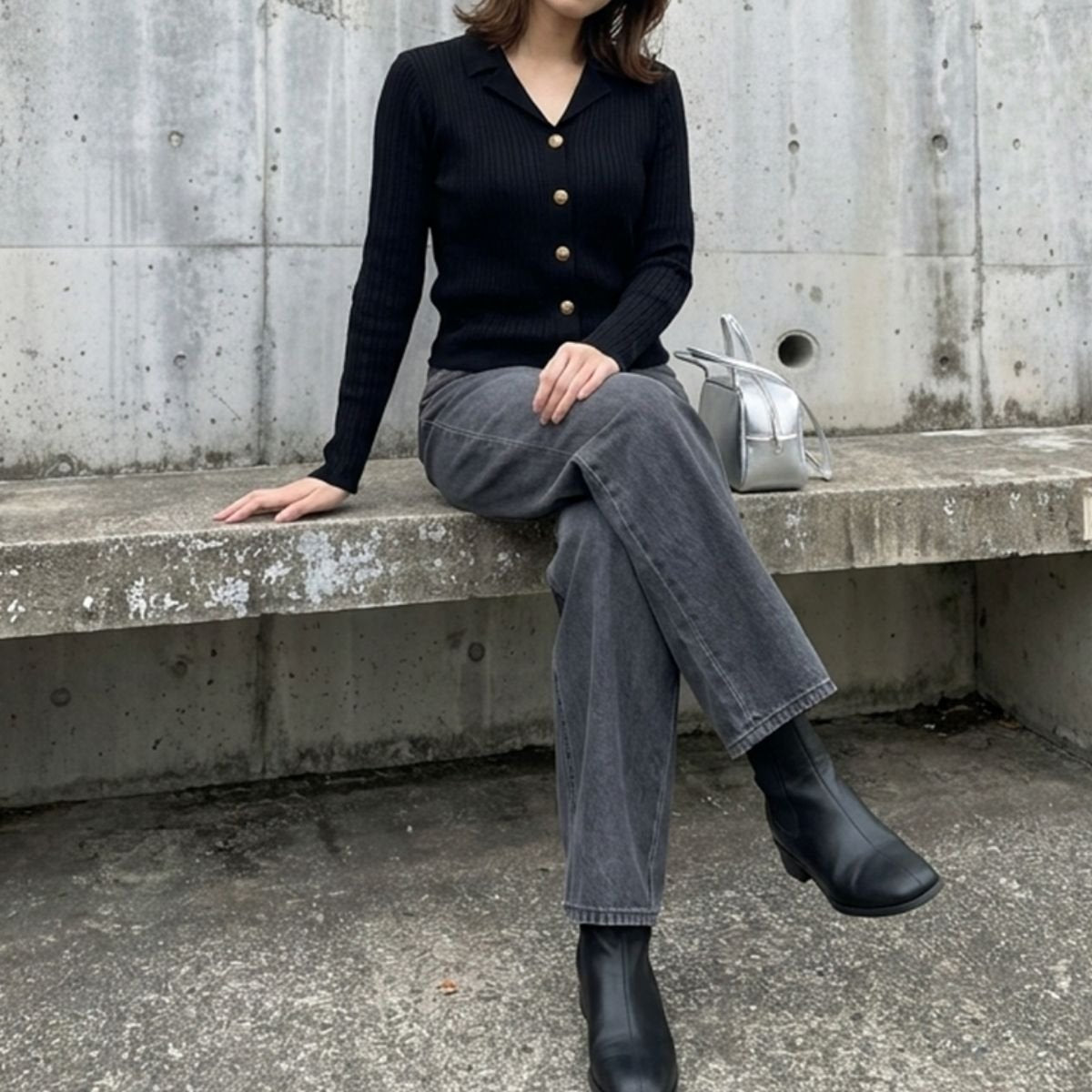 Knit/ゴールドボタンリブカーデ ST/No.22464