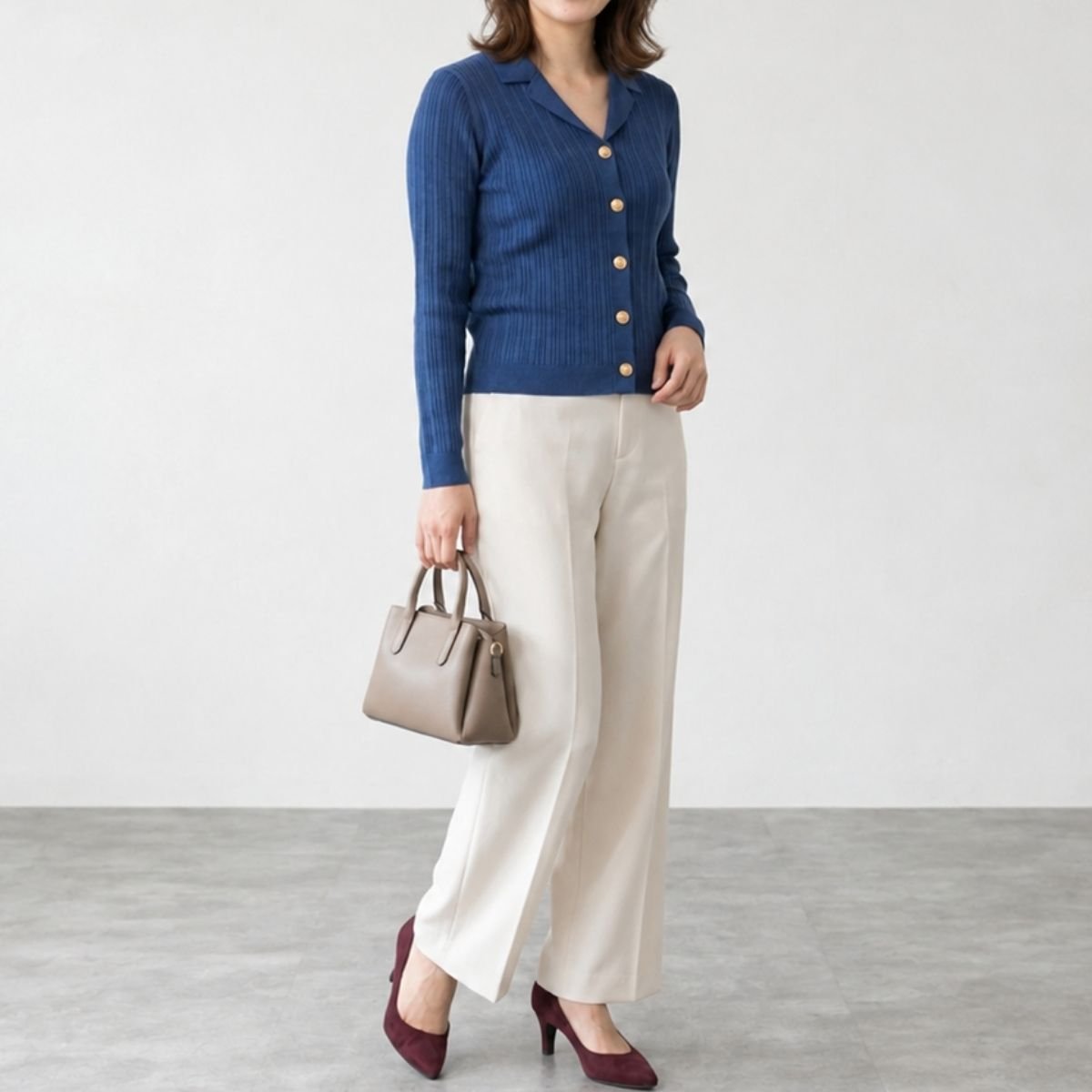 Knit/ゴールドボタンリブカーデ ST/No.22464