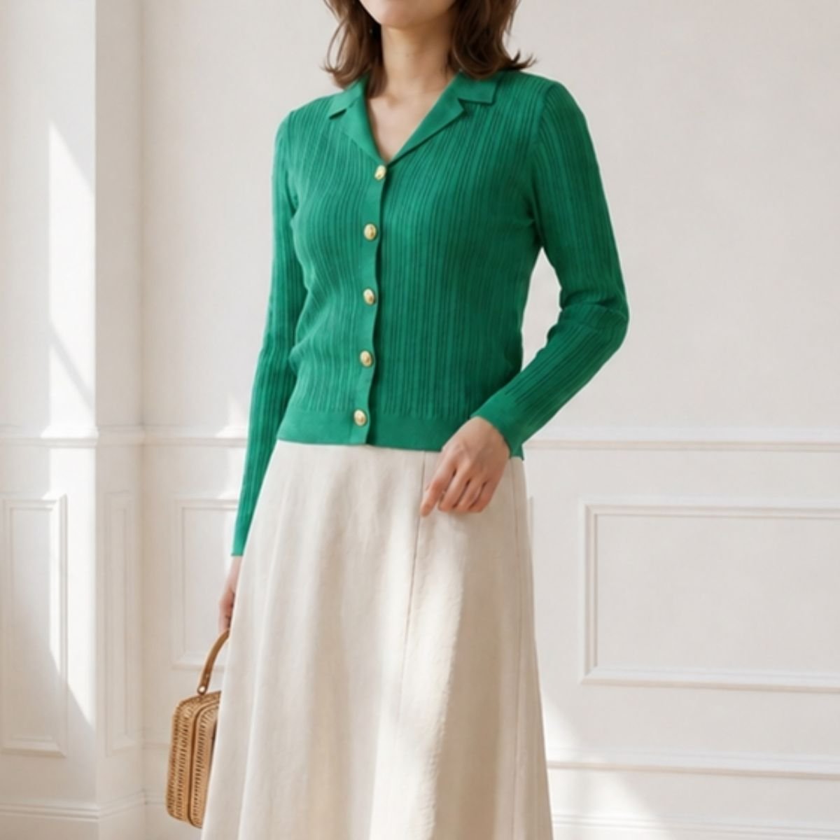 Knit/ゴールドボタンリブカーデ ST/No.22464