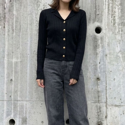 Knit/ゴールドボタンリブカーデ ST/No.22464