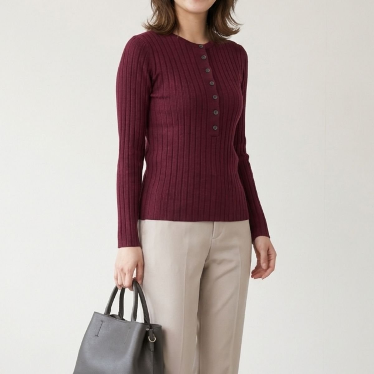 Knit/リブヘンリーネックニット ST/No.22468