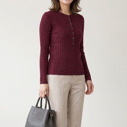Knit/リブヘンリーネックニット ST/No.22468