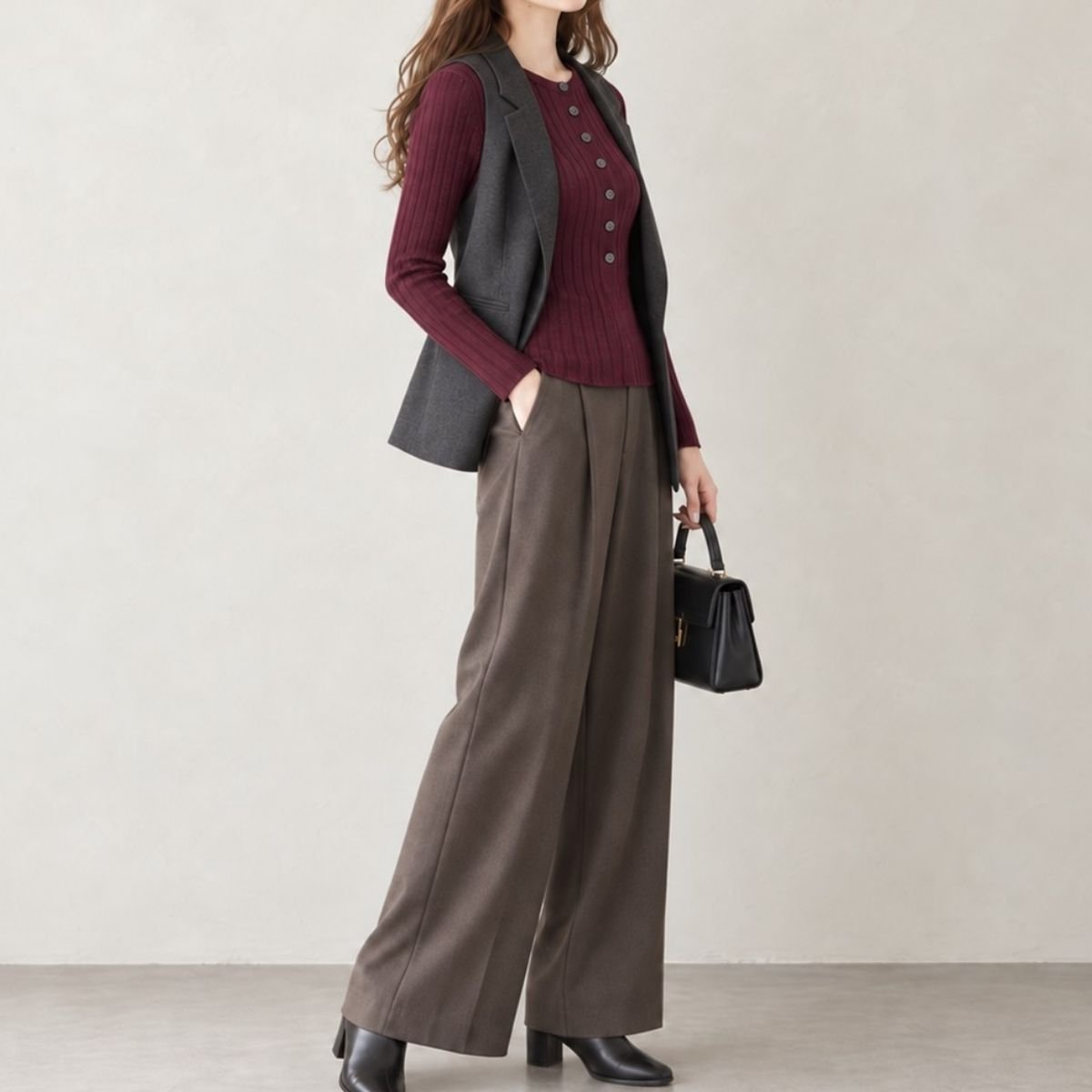 Knit/リブヘンリーネックニット ST/No.22468