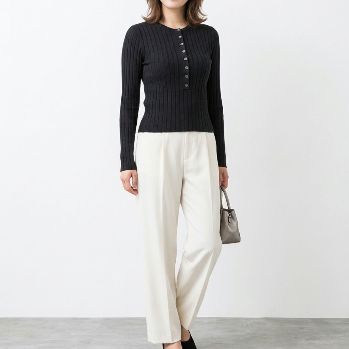 Knit/リブヘンリーネックニット ST/No.22468