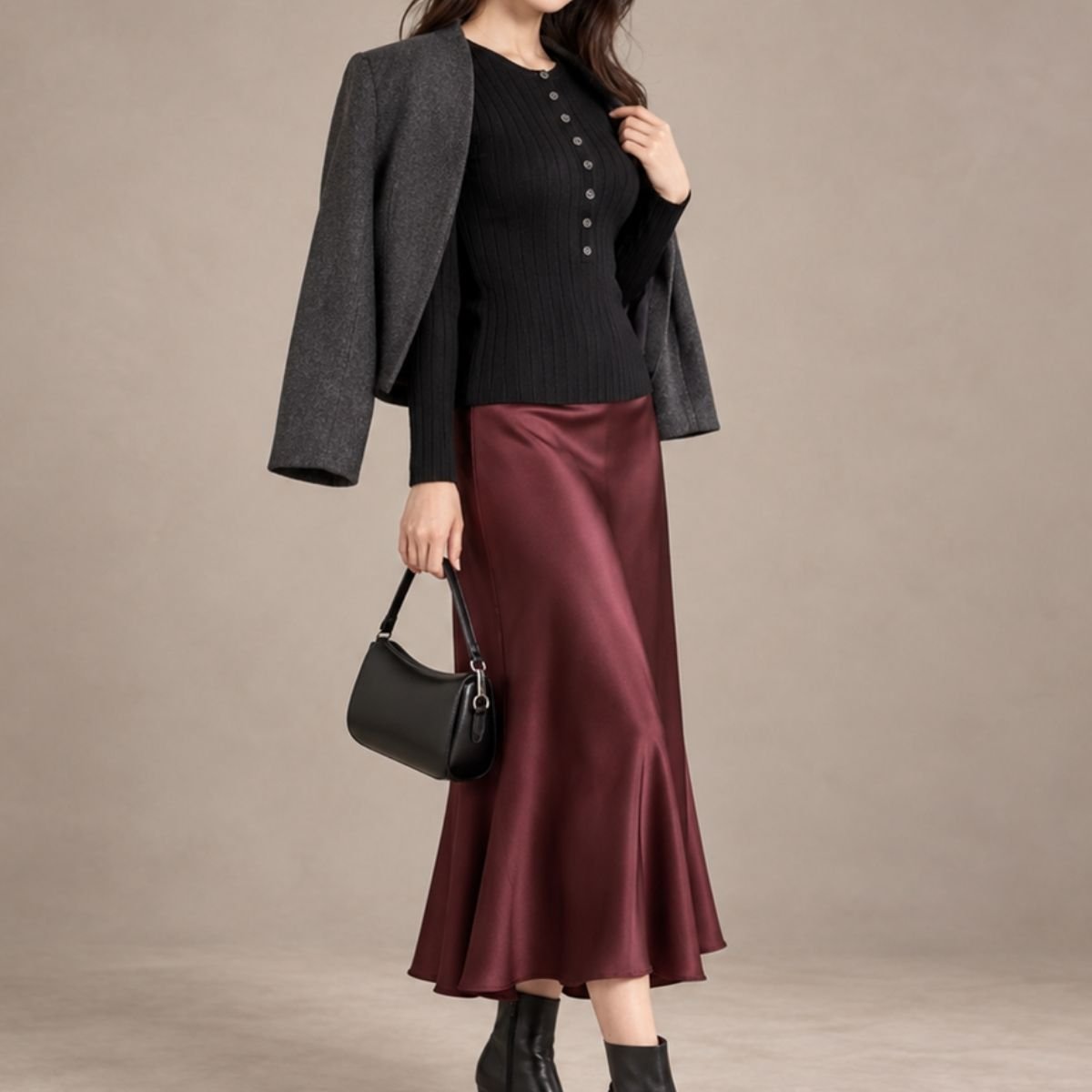 Knit/リブヘンリーネックニット ST/No.22468