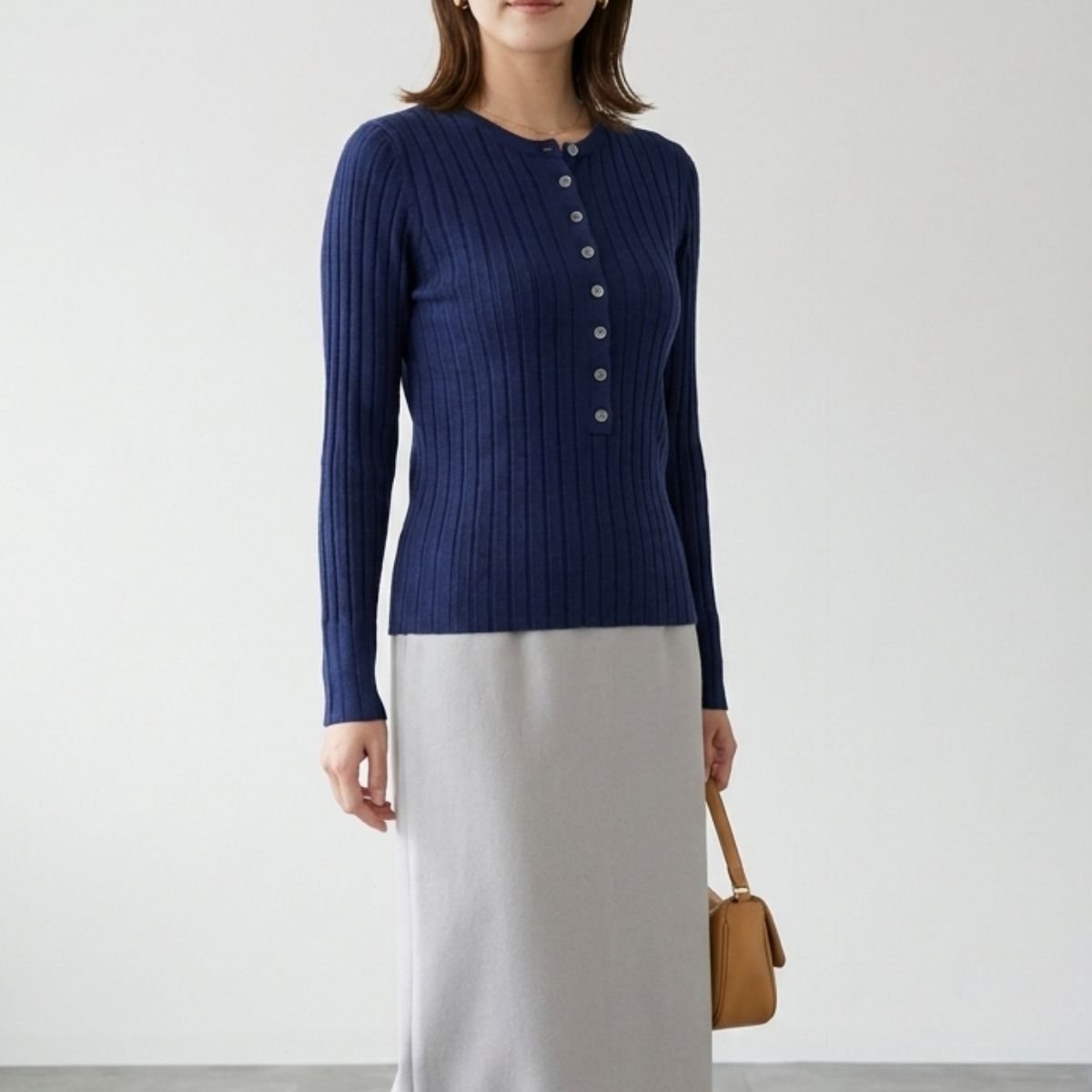 Knit/リブヘンリーネックニット ST/No.22468