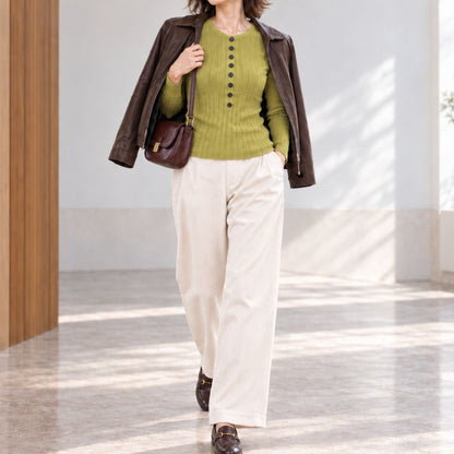 Knit/リブヘンリーネックニット ST/No.22468