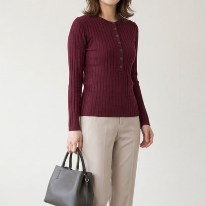Knit/リブヘンリーネックニット ST/No.22468