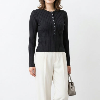 Knit/リブヘンリーネックニット ST/No.22468
