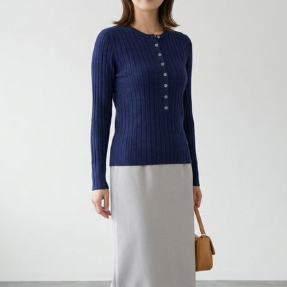 Knit/リブヘンリーネックニット ST/No.22468