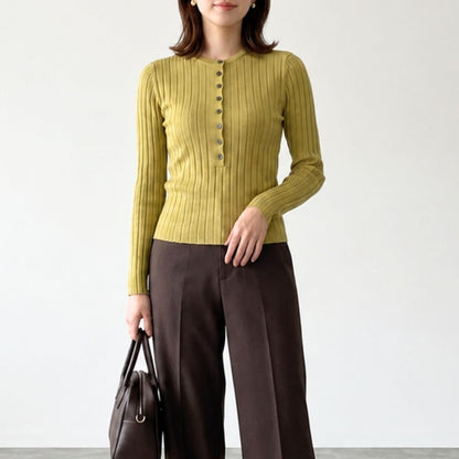 Knit/リブヘンリーネックニット ST/No.22468