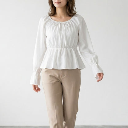 Blouse/リボンペプラムギャザーブラウス ST/No.22469