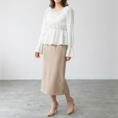 Blouse/リボンペプラムギャザーブラウス ST/No.22469