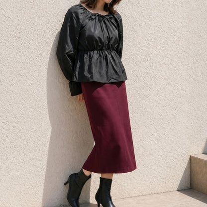 Blouse/リボンペプラムギャザーブラウス ST/No.22469