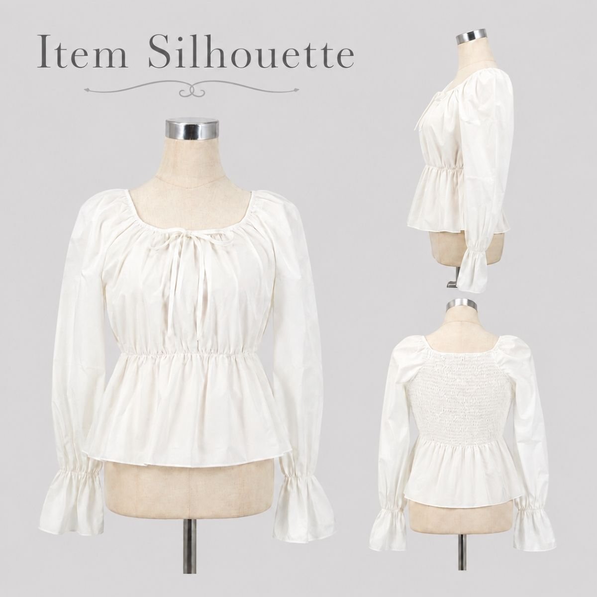 Blouse/リボンペプラムギャザーブラウス ST/No.22469