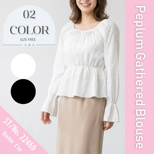Blouse/リボンペプラムギャザーブラウス ST/No.22469