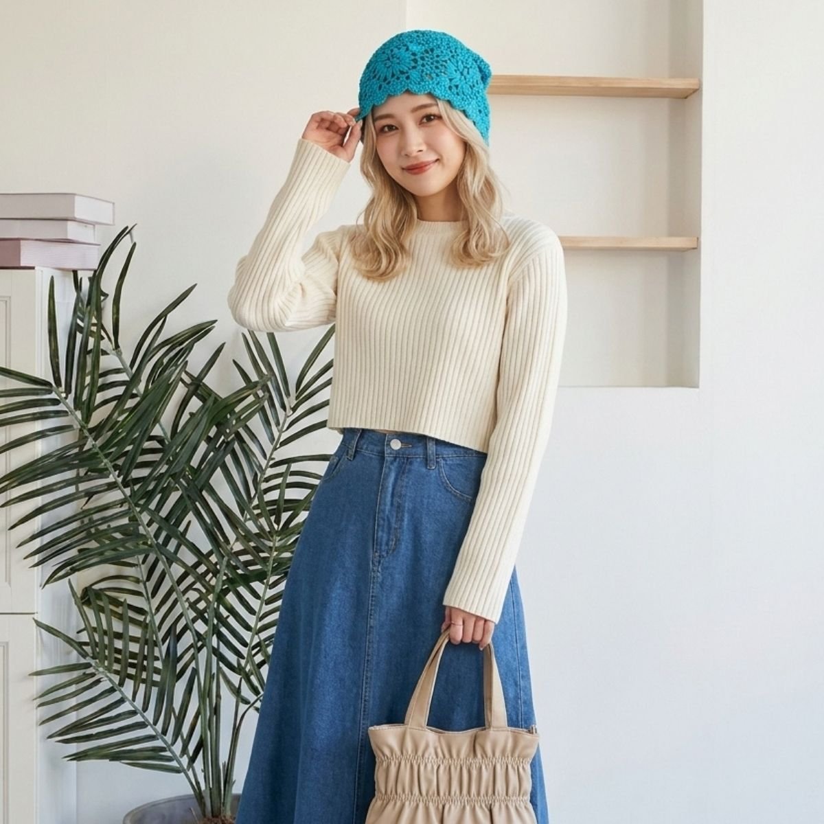 Cap/クロシェ編みニット帽 ST/No.22472