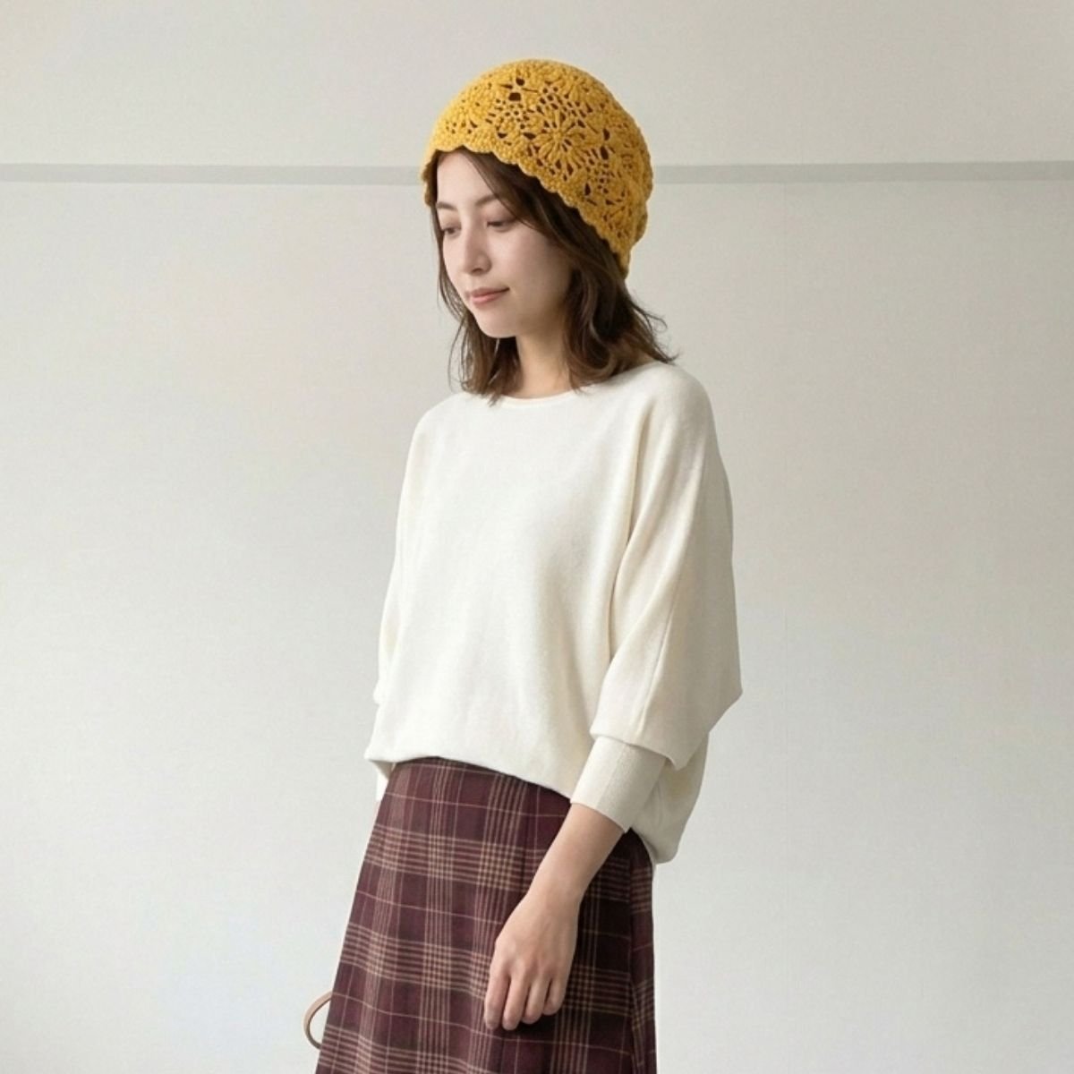 Cap/クロシェ編みニット帽 ST/No.22472