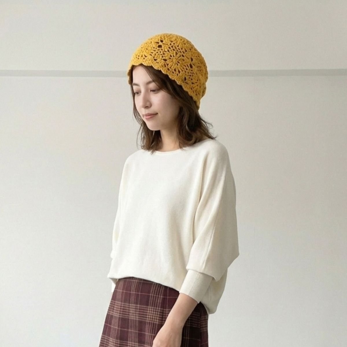 Cap/クロシェ編みニット帽 ST/No.22472