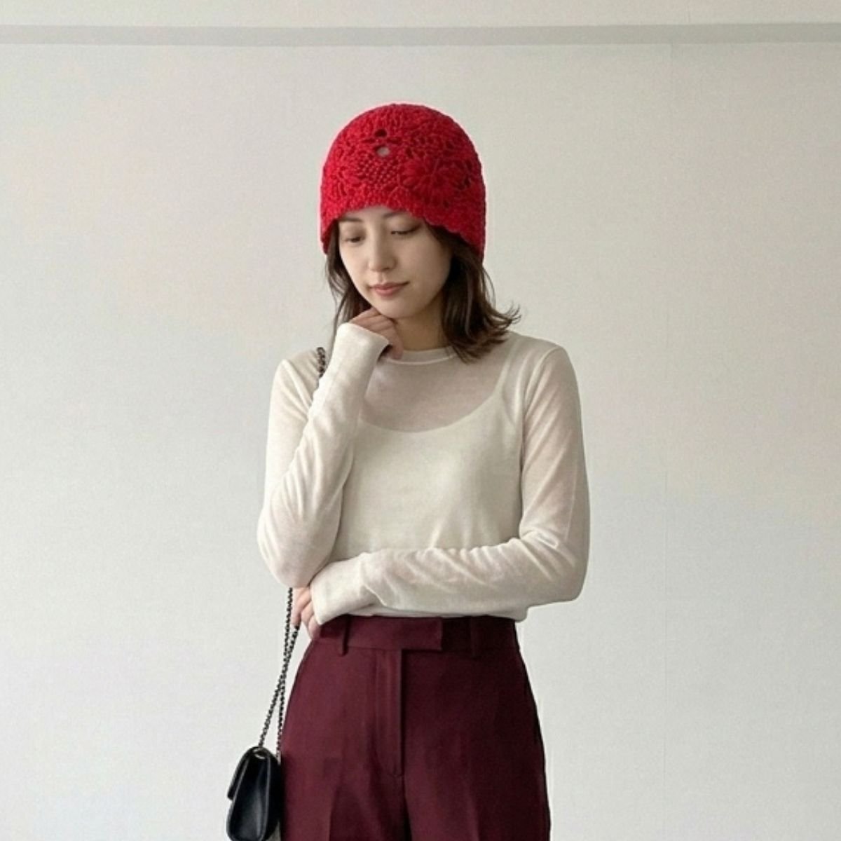 Cap/クロシェ編みニット帽 ST/No.22472
