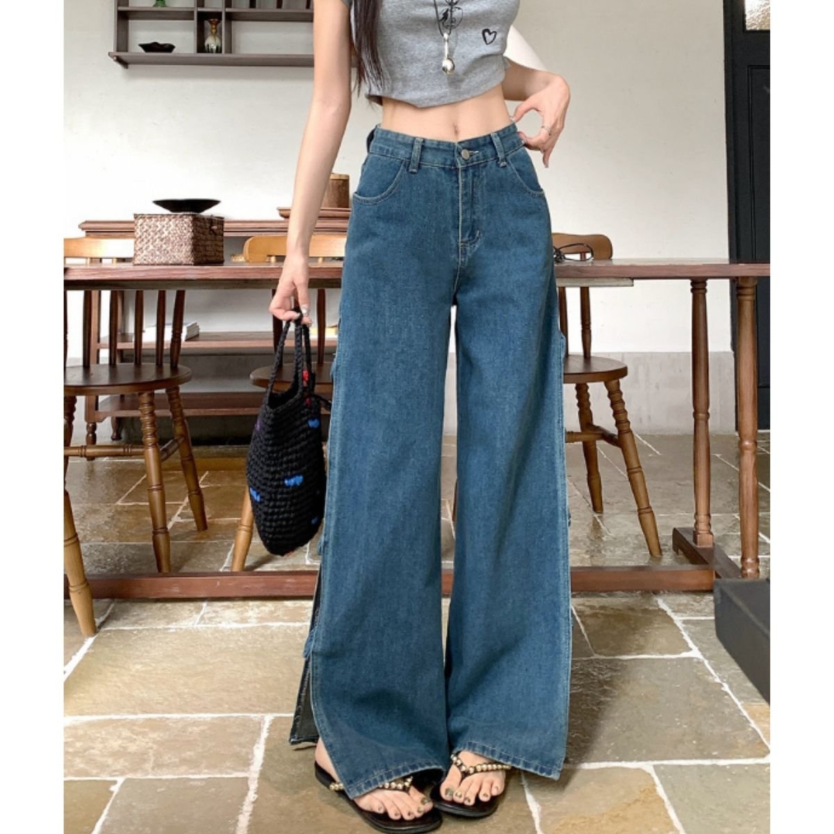 Pants/サイドハナモチーフデニムパンツ ST/No.22473