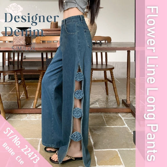 Pants/サイドハナモチーフデニムパンツ ST/No.22473