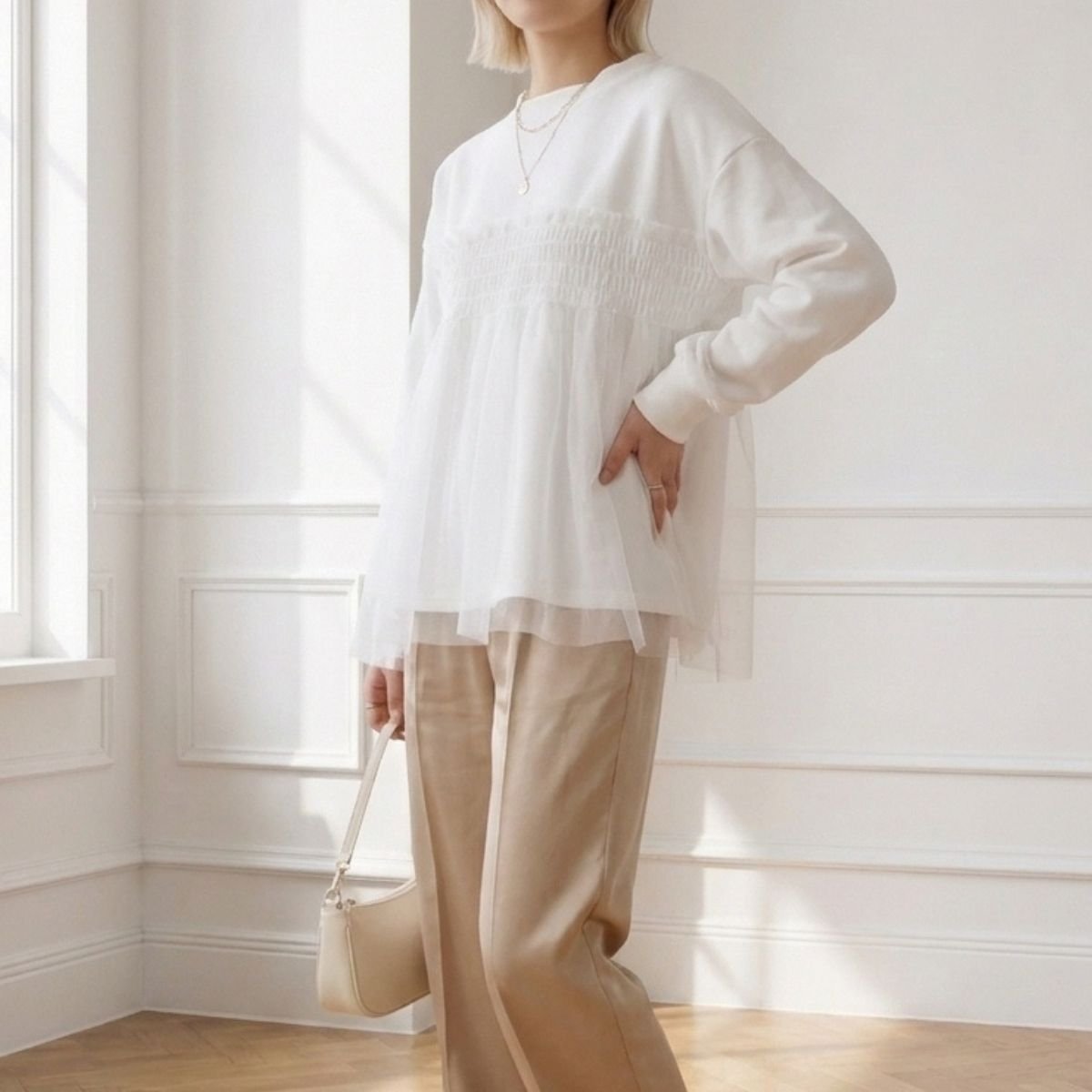 Tops/チュールレイヤードトップス ST/No.22480