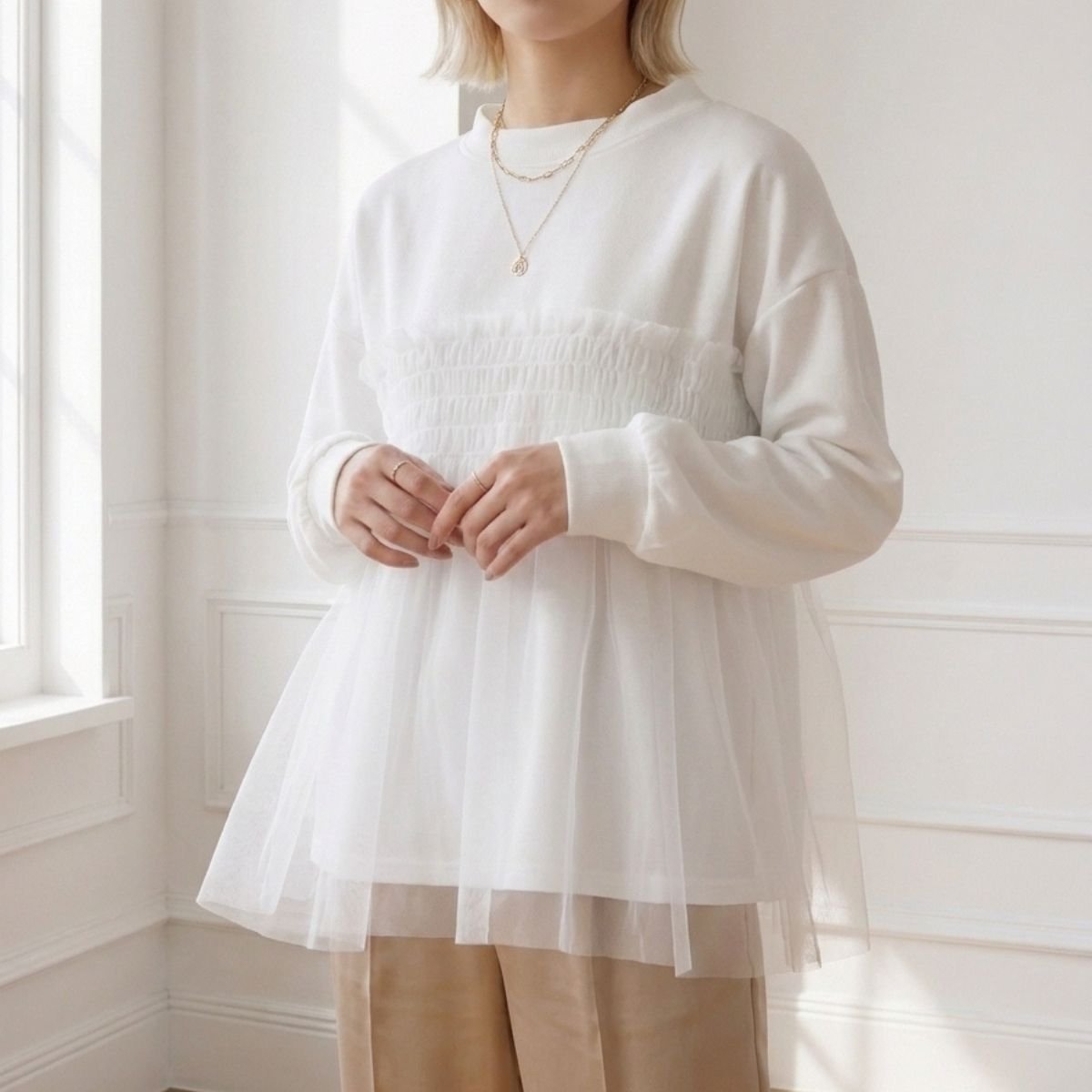 Tops/チュールレイヤードトップス ST/No.22480