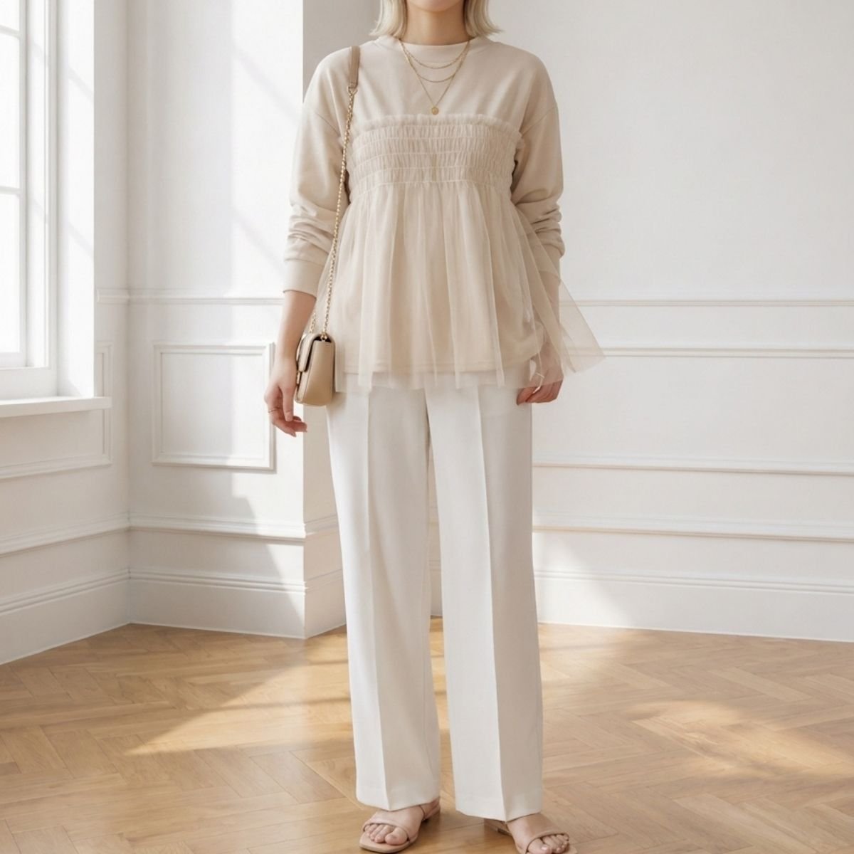 Tops/チュールレイヤードトップス ST/No.22480
