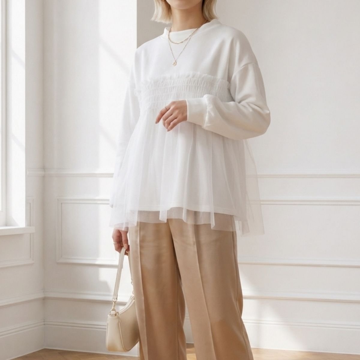 Tops/チュールレイヤードトップス ST/No.22480