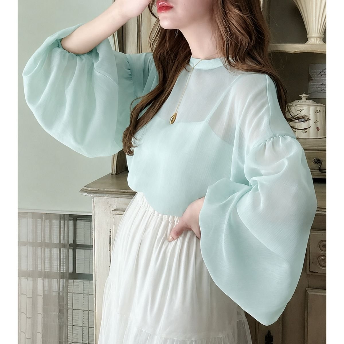 Blouse/ボリュームシアーブラウス ST/No.22481