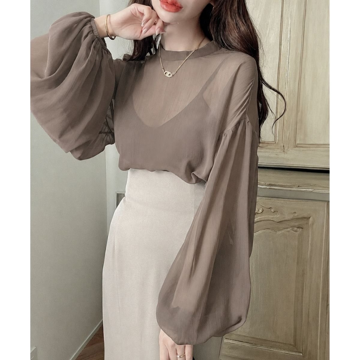 Blouse/ボリュームシアーブラウス ST/No.22481