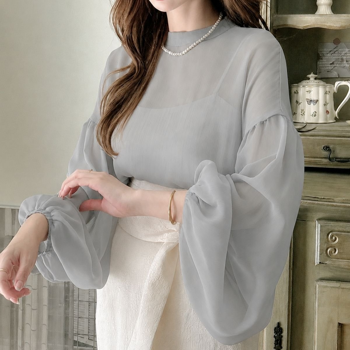 Blouse/ボリュームシアーブラウス ST/No.22481
