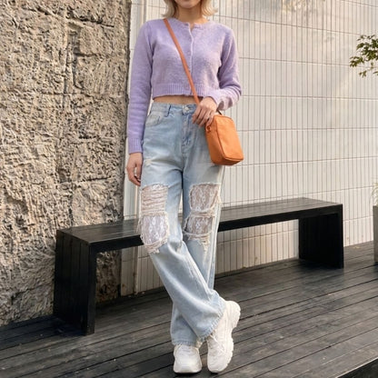 Pants/ダメージレースデニムパンツ ST/No.22486