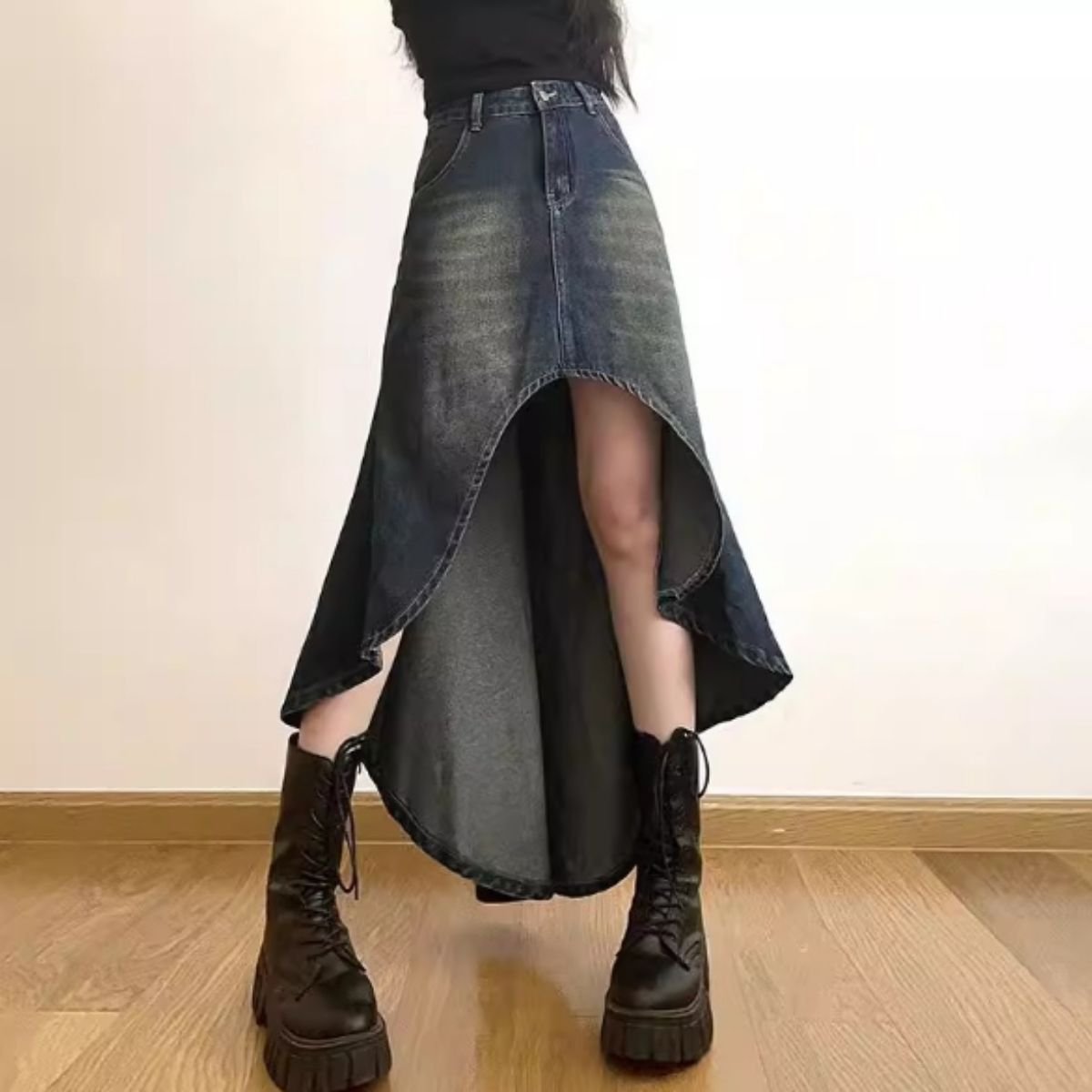 Skirt/変形ヘムデニムスカート ST/No.22488
