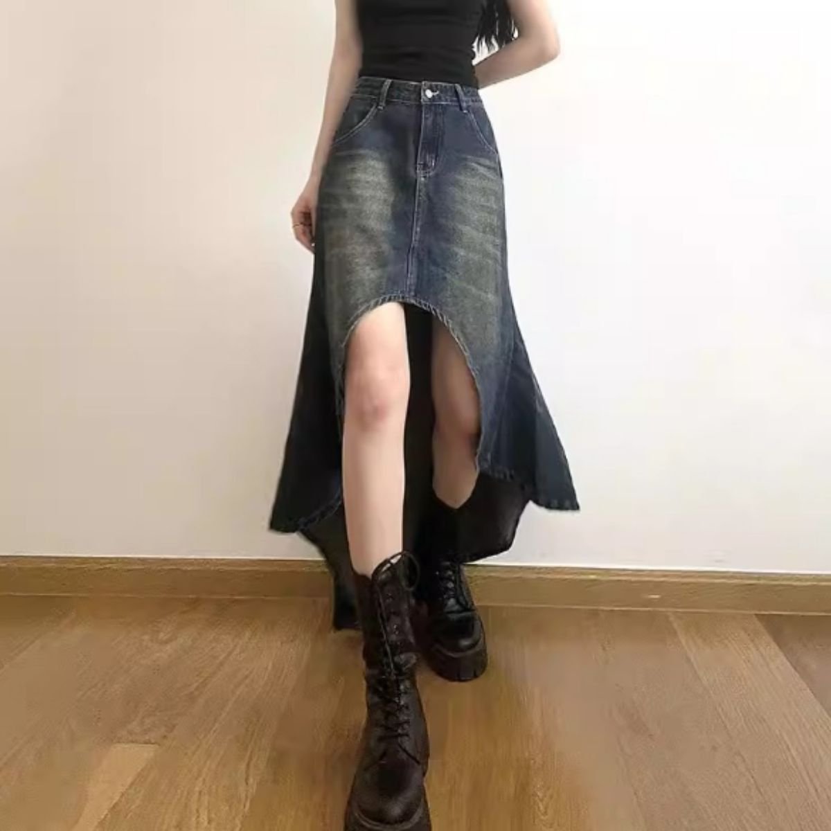 Skirt/変形ヘムデニムスカート ST/No.22488