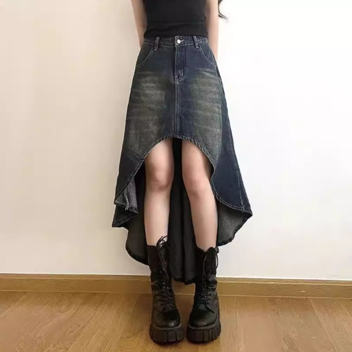 Skirt/変形ヘムデニムスカート ST/No.22488