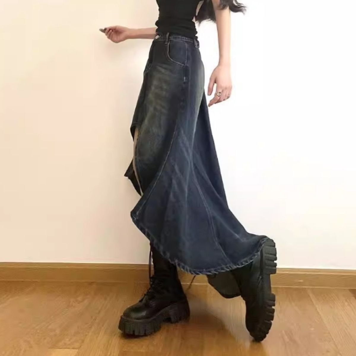 Skirt/変形ヘムデニムスカート ST/No.22488