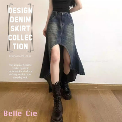 Skirt/変形ヘムデニムスカート ST/No.22488