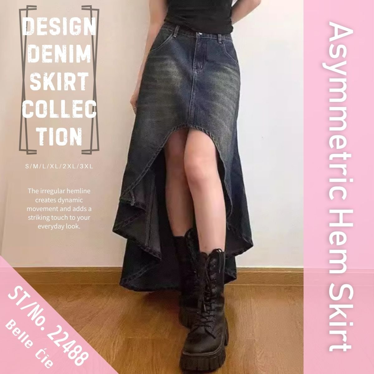 Skirt/変形ヘムデニムスカート ST/No.22488