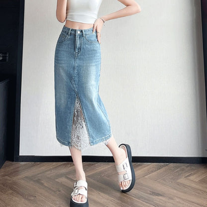 Skirt/レースデニムタイトスカート ST/No.22490