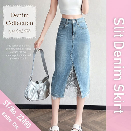 Skirt/レースデニムタイトスカート ST/No.22490