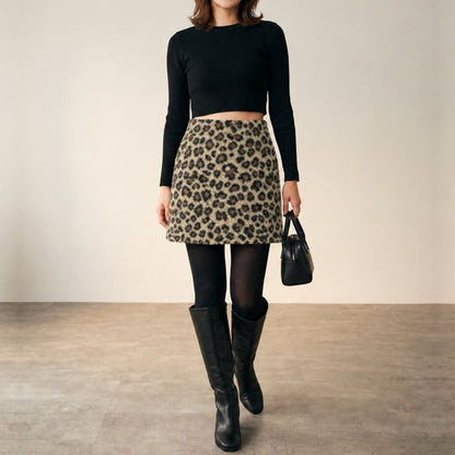 Skirt/レオパードボアミニスカート ST/No.22494